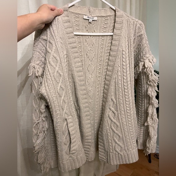 Madewell merino wool cableknit fringe cardigan - Picture 5 of 8
